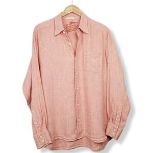 Tommy Bahama Men Relax Coral Linen Button Shirt M Beach Coastal Casual Work